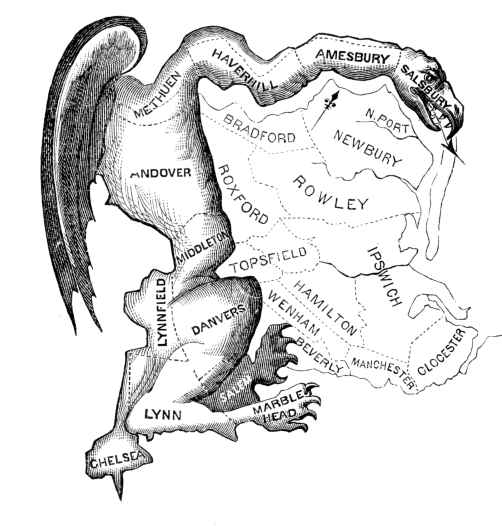 Historic 1812 cartoon of the Gerry-mander